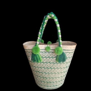 Cartera Wayuu Verde y Beige