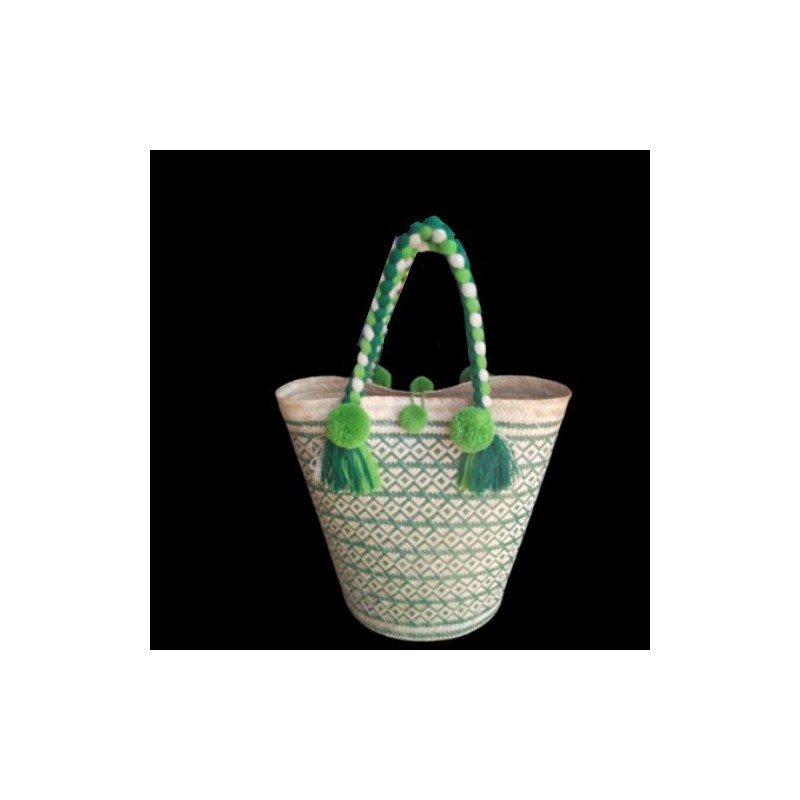 Cartera Wayuu Verde y Beige