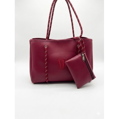 Cartera Standard Vino tinto en ECOcuero con portacosméticos