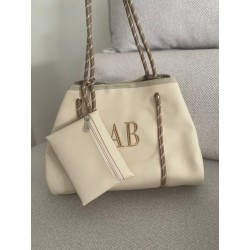Cartera Standard Beige en Ecocuero con portacosméticos