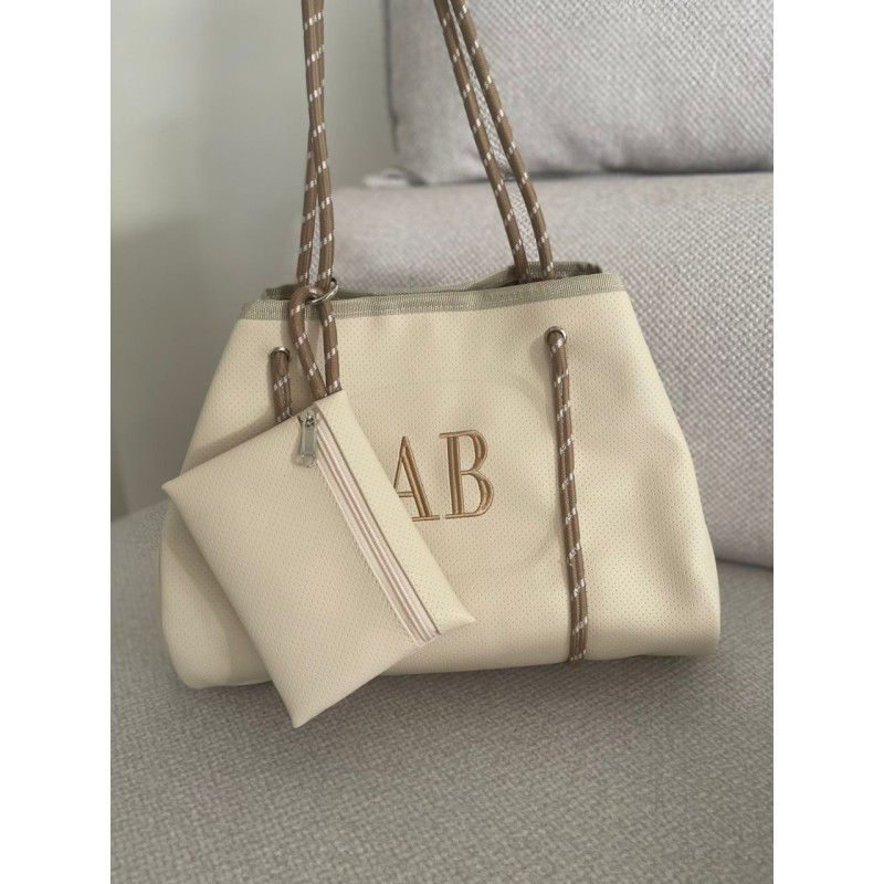 Cartera Standard Beige en Ecocuero con portacosméticos