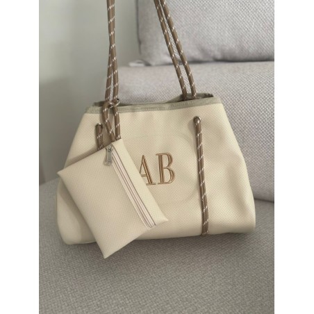 Cartera Standard Beige en Ecocuero con portacosméticos